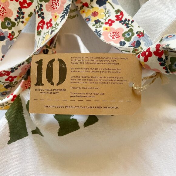 NEW Feed Project x Clarins Cream Army Khaki Green Floral Strap Cotton Tote Bag - Picture 7 of 7